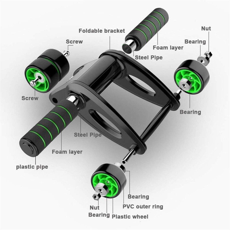 Ab Roller Coaster Abdominal Wheel Gym Equipment Sit-up Assistant Four