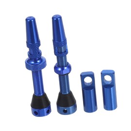 Outanaya 4pcs Tubeless Valve Stems Set Blue with Core Remover Tool Durable Reverse Tire Valve Stems for Mountain and Road Bikes Easy Inflation and Leak Prevention