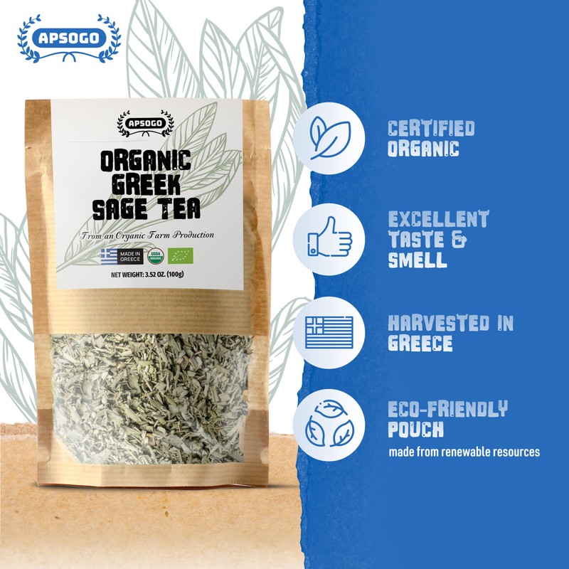 APSOGO Organic Greek Sage Tea - Exquisite Taste & Premium