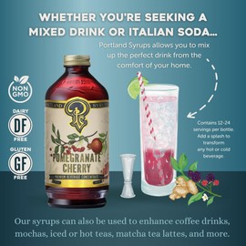 Portland Syrups Pomegranate Cherry Syrup – Craft Delicious Cocktails, Coffees, Mocktails, Sodas, and More – Ideal for Drinks & Adding a Flavor to Any Beverage – 12 oz with 24 Servings (Pack of 2)