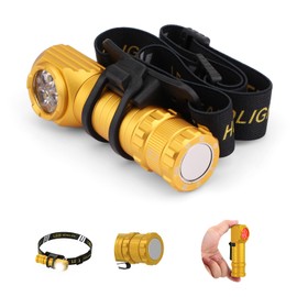 Spriak 3,000 Lumens LED Rechargeable Headlamp for Adults - Hard Hat Light Running Head Lamp with Red Light, Magnet, 180° Tilt, 7 Modes, Detachable Flashlight & Headband, Outdoor, Emergency 1PC, Gold