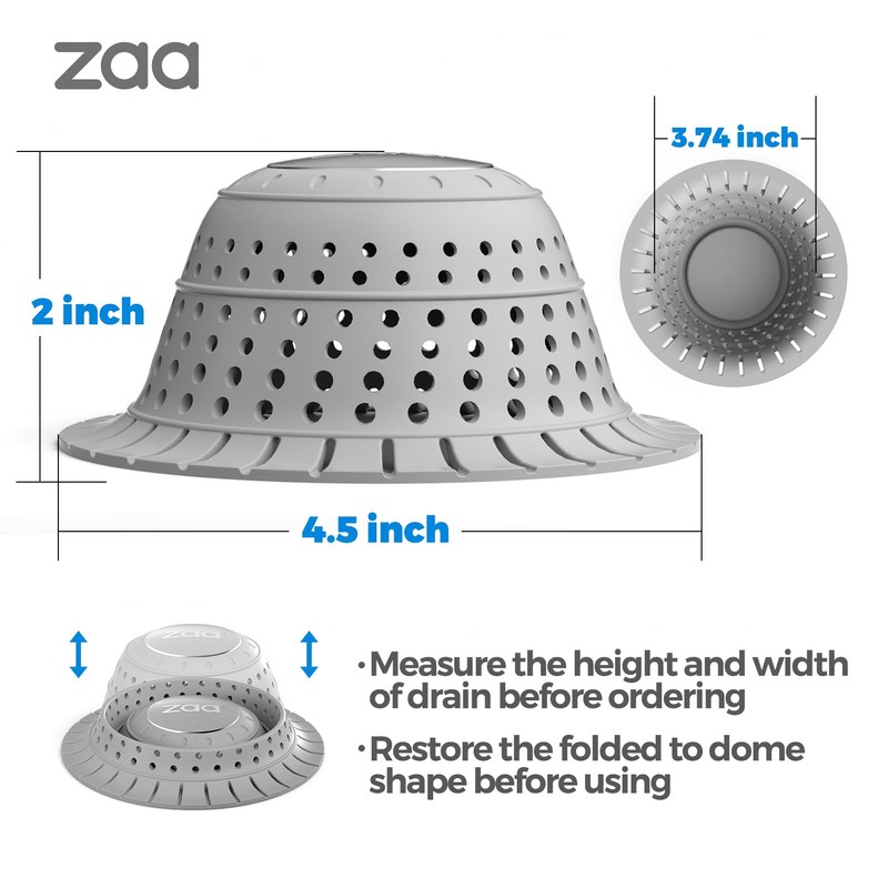 zaa Bathtub Drain Hair Catcher, Premium Silicone Shower Hair Catcher,
