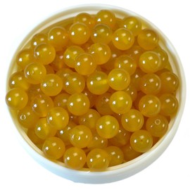 100 abalorio de ágata amarilla natural con piedras preciosas lisas y pulidas, redondas, para hacer joyas, tamaño de abalorio, 8 mm