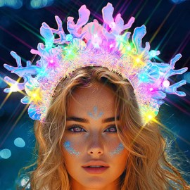 Zoestar Light Up Mermaid Crown Headband Glow Party Coral Hair Accessories