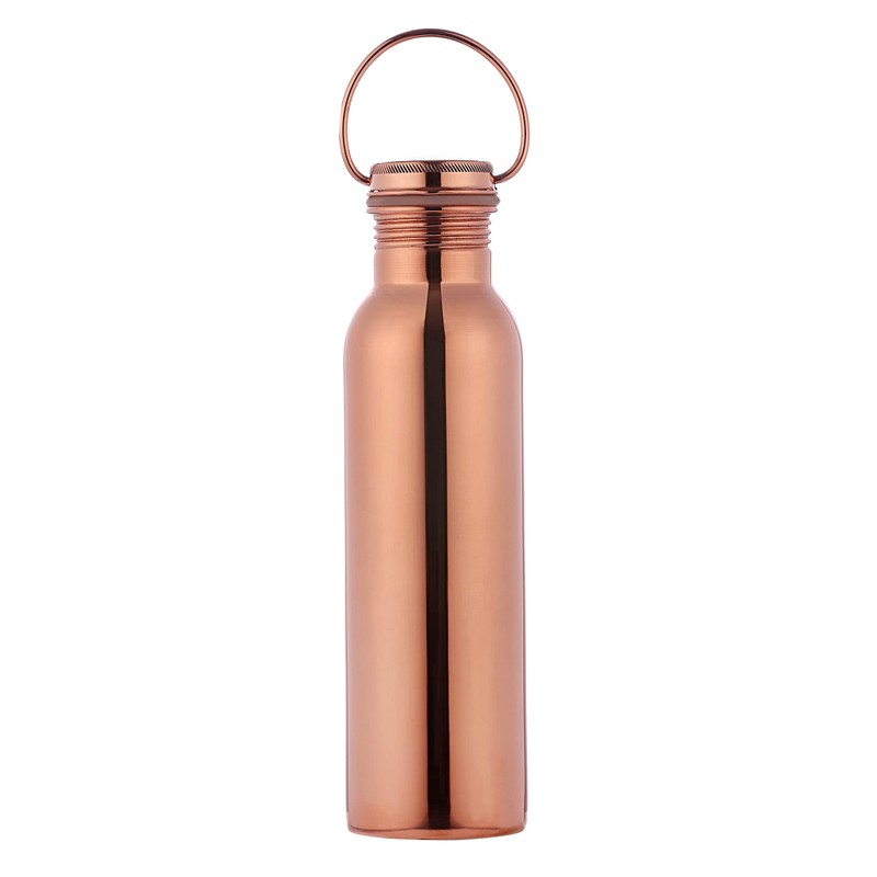 Pure Copper Water Bottle with Handle, 600 Ml, UNLINED, UNCOATED