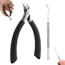 FHBHJNATC Set of 2 Nail Clippers Toenails, Nail Scissors Toenails, Nail Scissors, Nail Clippers for Toenails Professional, Foot Care, Black Toenail Clippers for Ingrown Toenails, Paronychia