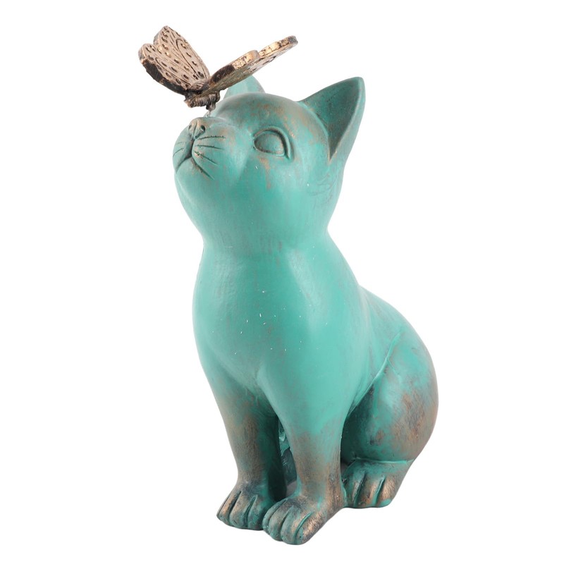 Cat with Ornament, Resin Cat Statue, Retro Style, Mottled Texture,