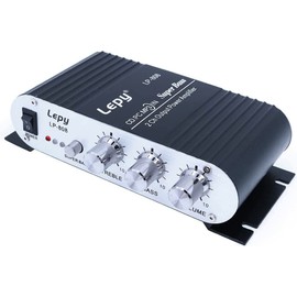 Fasizi LP-808 Portable 12V Mini HiFi Amplifier with 3A Power Supply for Home Car Phone - Black