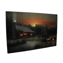 Ohioe Wholesale Long Summer Evening Cabin in The Woods LED Lighted Canvas Print
