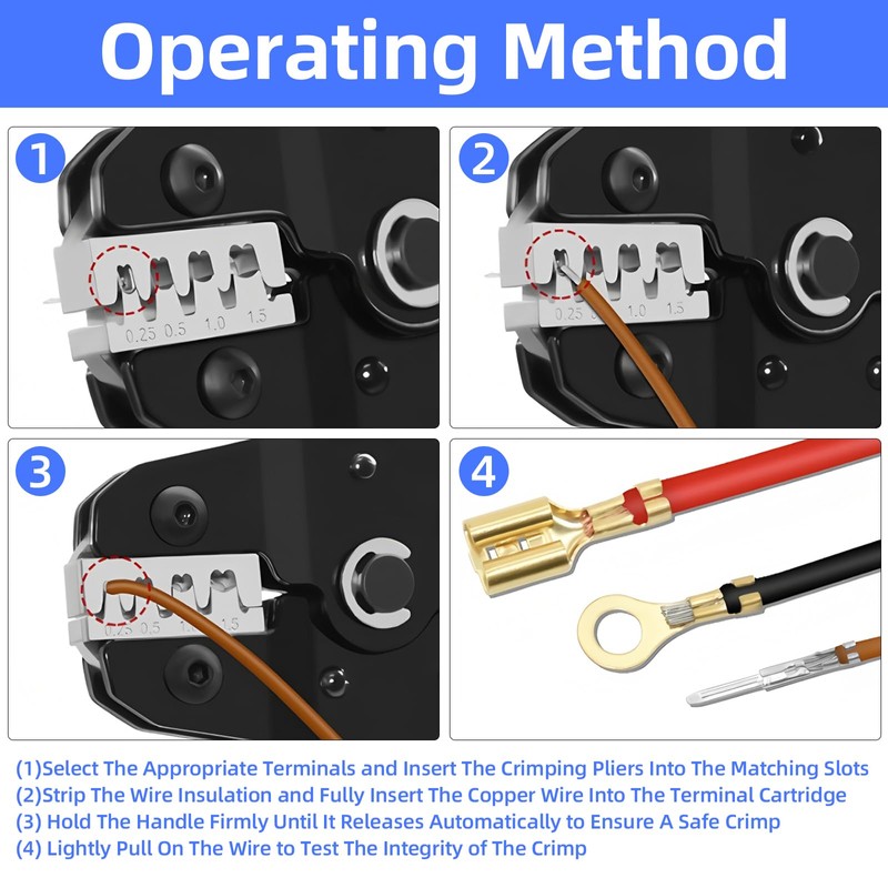 Wire Crimping Tool with Ratchetm, Ratcheting Wire Crimper Tool for