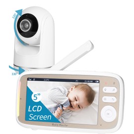 Zawaer Baby Monitor, Baby Monitor with Camera 5 Inch 720P HD, Video Baby Monitor Camera and Audio Baby Monitor with Vox Function, PTZ 330°/135°, 3 x Zoom, 2.4 GHz Intercom Function, Night Vision,