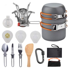 Camping Hiking Cookware Set Outdoor Portable Picnic Cookware Kit Alumina Pot Set Travel Cooking Accessory