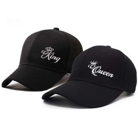 King Queen Baseball Cap Unisex Partner Caps Set Snapback Cap Women Men Cap Hip-Hop Hats Pack of 2, black