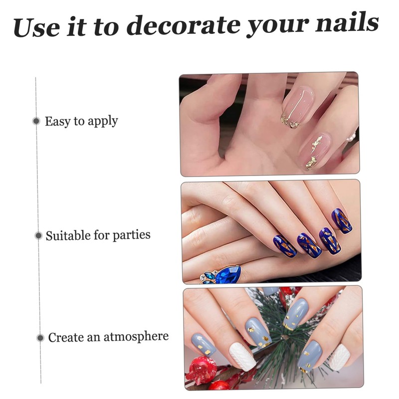 WOONEKY 48pcs Nail Art Foil Strips DIY Manicure Kit Rhinestones