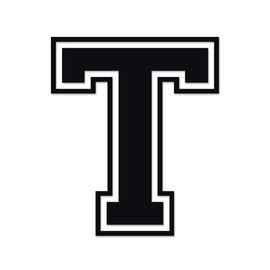 Applicable Pun Varsity Letter T - Vinyl Decal for Outdoor Use on Cars, ATV, Boats, Windows and More - Black 5 Inches Tall