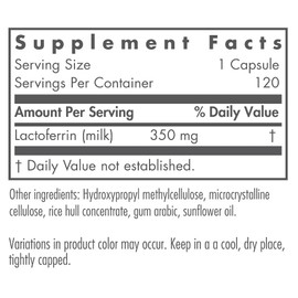 Nutricology Laktoferrin - Immune Peptide from Colostrum, Iron Support - 120 Vegetarian Capsules
