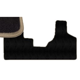 Dark Beige Edge Custom Fit Front Carpet Floor Mat, Black, Compatible with Dodge Grand Caravan with 2nd Row Bench Seats 2004 2003 2002 2001