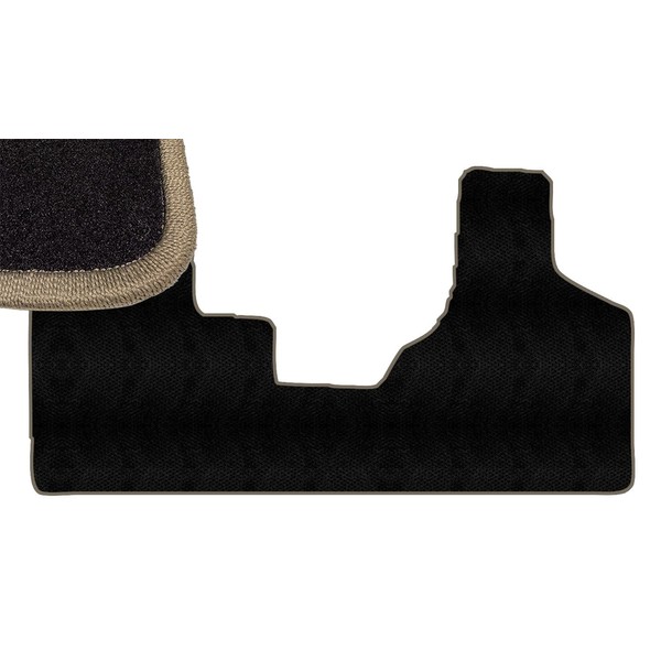 Dark Beige Edge Custom Fit Front Carpet Floor Mat, Black,