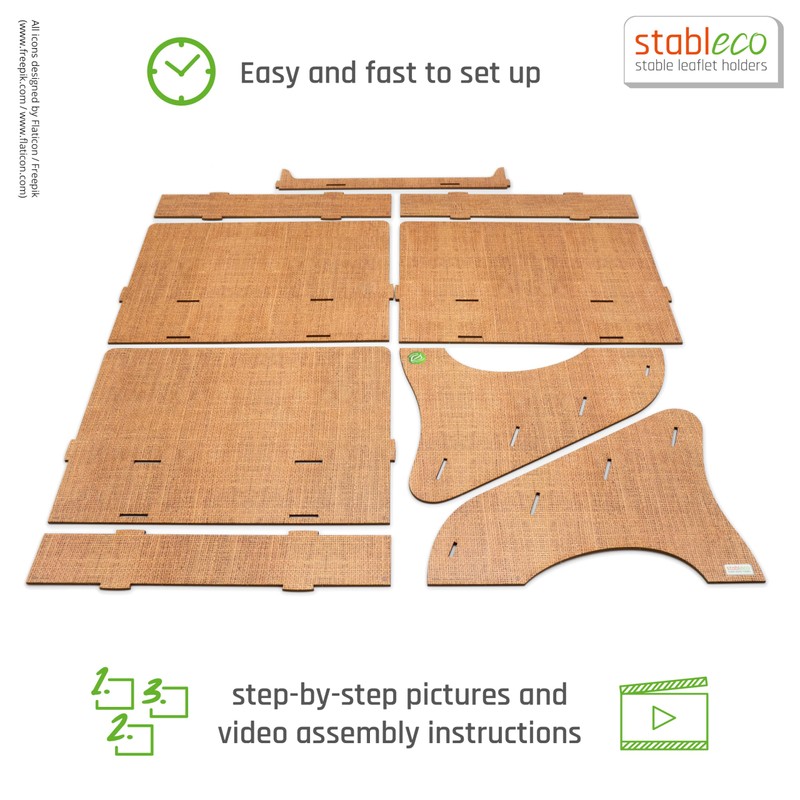 stableco 1x Ecological Leaflet Stand DIN A4 Horizontal with 3