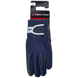 Riders Trend Women's 10060388-Nvy-XL Equestrian Stretchable FB-Serino with Softshell Riding Gloves, Black/Navy, X-Large