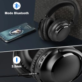 Kuiiyer Auriculares Bluetooth Auriculares inalámbricos Conexión ultrarrápida y estable a 10 metros Cancelación de ruido adaptativa Controladores de 40 mm 65 horas de reproducción Negro