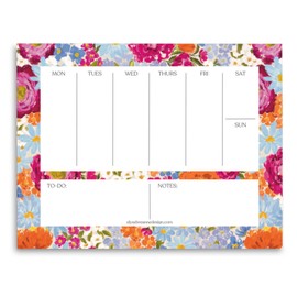 Elyse Breanne Design, 50 Page, Colorful Printed Sheets, 8.5" x 11", Tear-Off Binding Notepad, Perpetual Calendar, To-Do List, Chore Chart, Weekly Planner, Primavera
