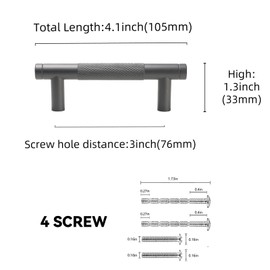 BUKOBYHE 15 Pack 3 Inch(76mm) Matte Black Cabinet Handles Black Knurled Kitchen Cabinet Pulls Kitchen Cabinet Hardware