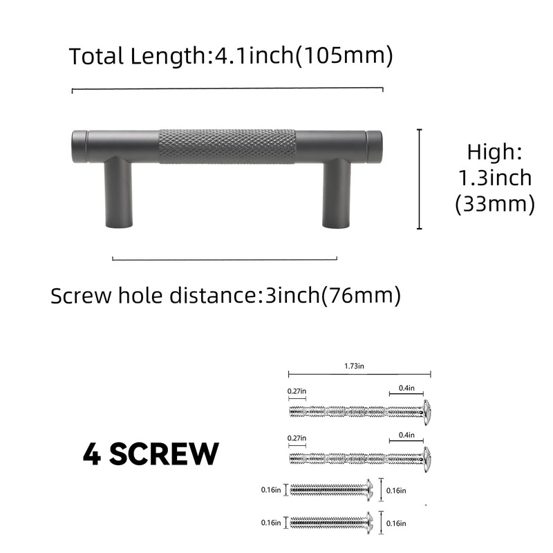 BUKOBYHE 15 Pack 3 Inch(76mm) Matte Black Cabinet Handles Black