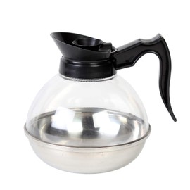 Thunder Group PLCD064 Coffee Decanter, 64 oz. Capacity, Durable Plastic Handle/top, Break-Resistant, Polycarbonate Body, Stainless Steel Base, Black