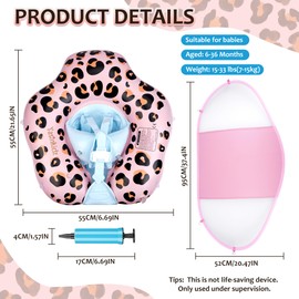 YasinKidz Baby Pool Float, Leopard Toddler Pool Float Baby Float with Canopy, Infant Pool Floats for Kids 6-36 Months Leopard+(18-33 lbs)