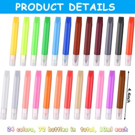 ZBHANSHUIS 72Pcs Suncatcher Paint Pens 10mL Premium Extra Fine Point Acrylic Paint Marker Pens DIY Stained Glass Window Art Paint Pen Stained Glass Paint Suncatcher Paint