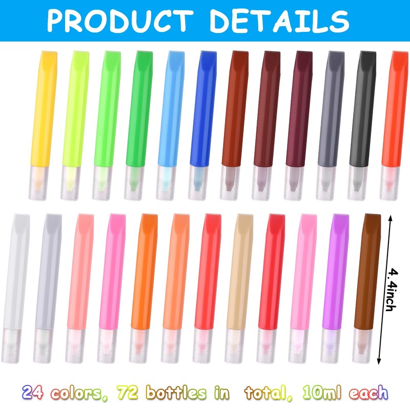 ZBHANSHUIS 72Pcs Suncatcher Paint Pens 10mL Premium Extra Fine Point