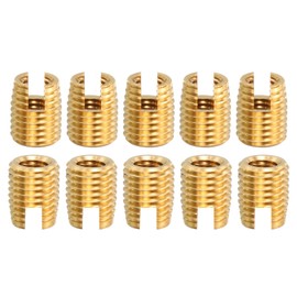 uxcell Self Tapping Threaded Inserts, 10pcs Inner M5-0.8 Outer M8x10 Brass Slotted Thread Repair Inserts Nuts