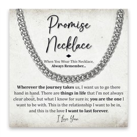 Chiside Promise Necklace For Him, Promise Necklace Gift For Boyfriend, Birthday Valentines Jewelry Gifts For Man, Husband Necklace From Wife, Cuban Chain Necklace, Anniversary Necklace For Boyfriend