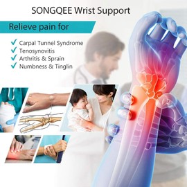 SONGQEE Carpal Tunnel Wrist Support Brace with 3 Straps, Breathable Wrist Splint for Carpal Tunnel, Hand Support Wrist Brace with Metal Splints for Arthritis, Relieve pain, Tendonitis, RSI, Sprain