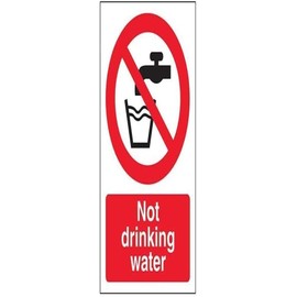 V Safety 53017AG-R Not Drinking Water Sign - Portrait - 100mm x 150mm - 1mm Rigid Plastic, Black/Red