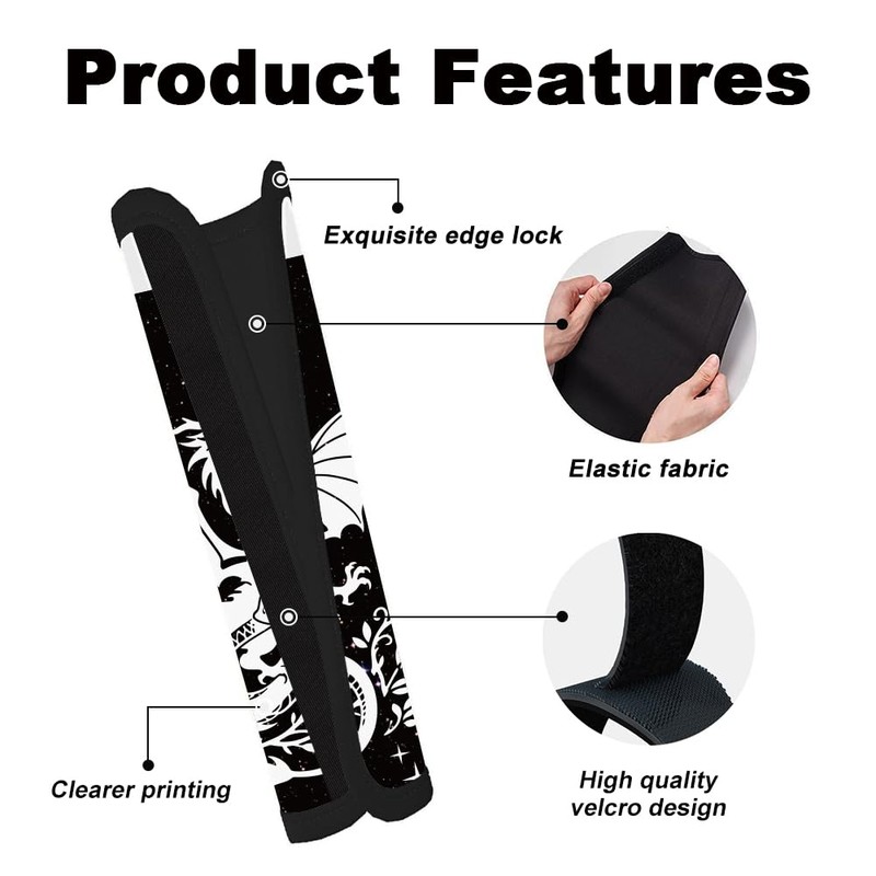 DOODLREAM 2Pcs Soft Auto Seat Belt Cover Pad White Dragon