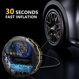 Lichamp Tyre Inflator Portable (12V DC) Air Compressor Preset Tyre Pressure & Auto Shutoff with LED Light Tyre Pump with Digital Pressure Gauge 150psi Compatible with Car Motorcycle, Bike, Ball