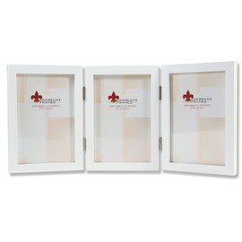 Lawrence Frames Hinged Triple White Wood Picture Frame, Gallery Collection, 4 by 6-Inch