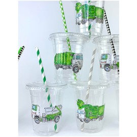 Garbage Truck Party Cups, Big Rig Party Decorations, Trash Bash Birthday Supplies, Set of 12