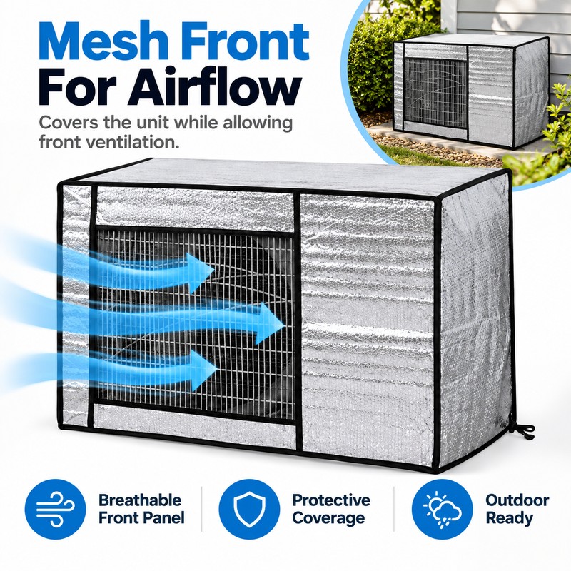 Outdoor Air Conditioner Cover with UV Protection, Water-Resistant Foil-Style Fabric,