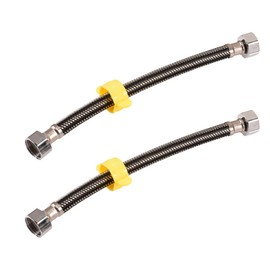 Skweawert 8 In Faucet Supply Lines, 1/2 x 1/2 Female Faucet Connector, Black Braided Stainless Steel Faucet Hose for Kitchen Sink Toilet（2Pack)