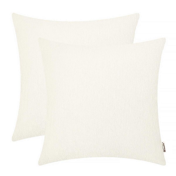 BRAWARM Chenille Throw Pillow Covers 22x22 Inches - Pack of
