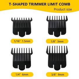 Bedaily Replacement Trimmer Guards for Andis T Outliner, From 1/16-3/8 inch Snap-on Blade Attachment Combs Set, 4 Pack