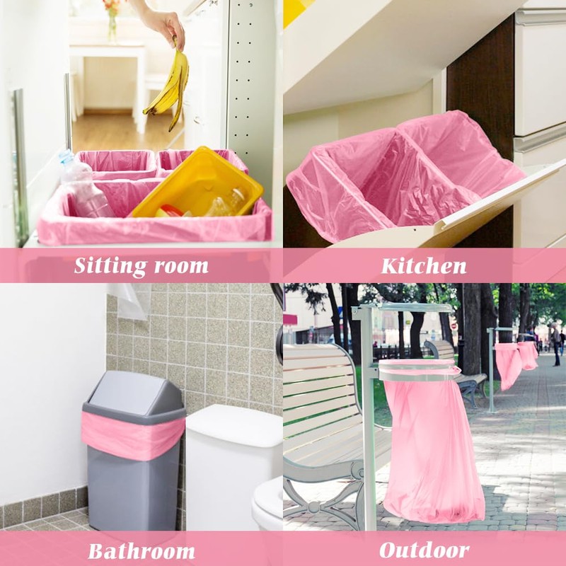 8 Gallon 200 Counts Clear Colorful Trash Bags Kitchen Garbage