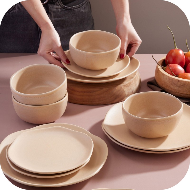 Corona Dinnerware Set 12–piece, Plates and Bowls Set, Ceramic Sets