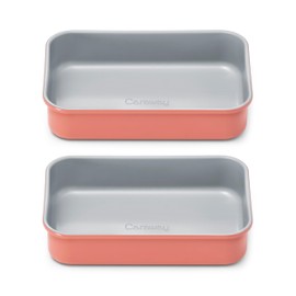 Caraway Nonstick 9” x 6.5” Small Rectangle Baking Pan Duo – Non-Toxic, PTFE & PFOA Free – Aluminized Steel Core – Deep Ceramic Baking Pan for Casseroles, Lasagna & More - Perracotta