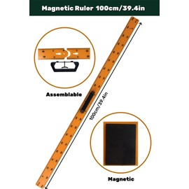 5PCS Magnetic Geometry Set with 39.4in Magnetic Ruler 60°45°Triangle Ruler Protractor Compass Set Large Magnetism Math Rulers Geometry Drawing Tools for Teachers