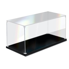 DOFOPO Clear Acrylic Display Case Self-Assemble Display Case Acrylic Box for Collectibles Dustproof Display Box with Black Base 25 x 15 x 15 cm