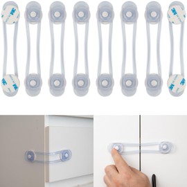 Universal Child Safety Locks 12 Pieces Black Multi-Function Fuse for Drawer Cabinet Toilet Refrigerator Baby Safety Stick Baby Cabinet Door Lock Drawer Lock Kids